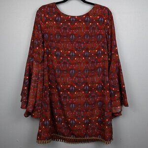 Basically Me red abstract print shift dress-S